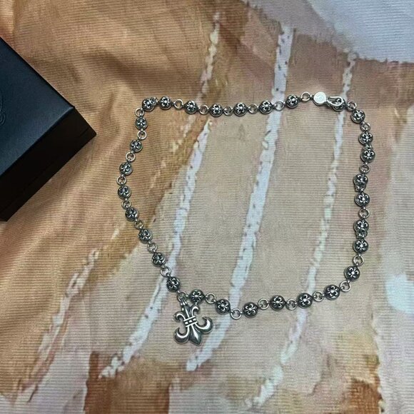 Unisex Anchor Scout Flower Cross Chrome Hearts Silver Necklace - Picture 1 of 8